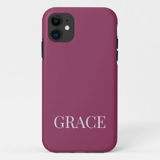 Modern Mauve Berry Personalised Name Custom Case-Mate iPhone Case