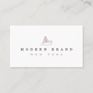 Modern Mauve Black Coastal Boat Brand Business Card