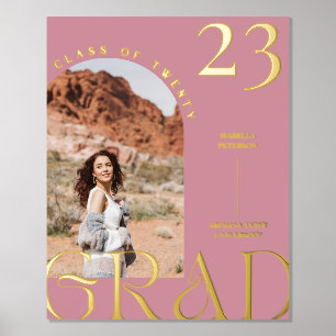 Modern Mauve Boho Chic Arch Frame Graduation Photo Foil Prints