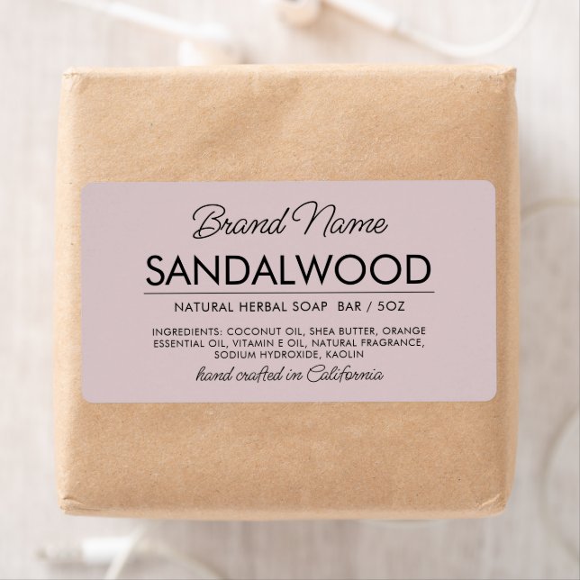 Modern mauve cosmetics soap ingredients label (Insitu)