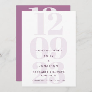 Modern Mauve Date Typography Save The Date