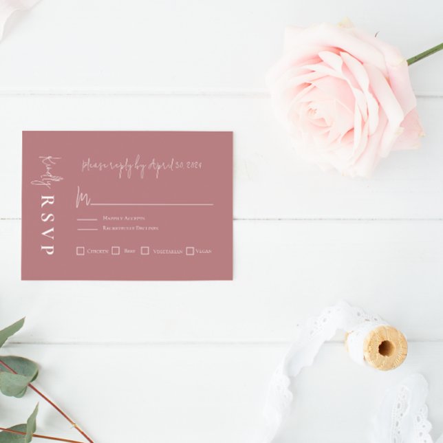 Modern Mauve Elegant Wedding RSVP Card (Creator Uploaded)