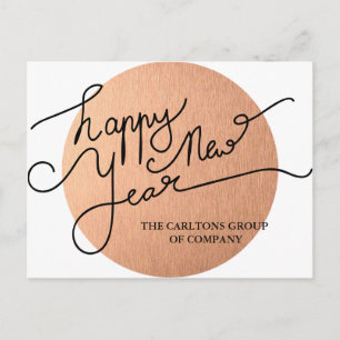 Modern Mauve Happy New Year Typography Corporate Holiday Postcard