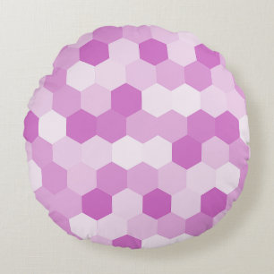 Modern Mauve Hexagonal Geometric Pattern  Round Cushion