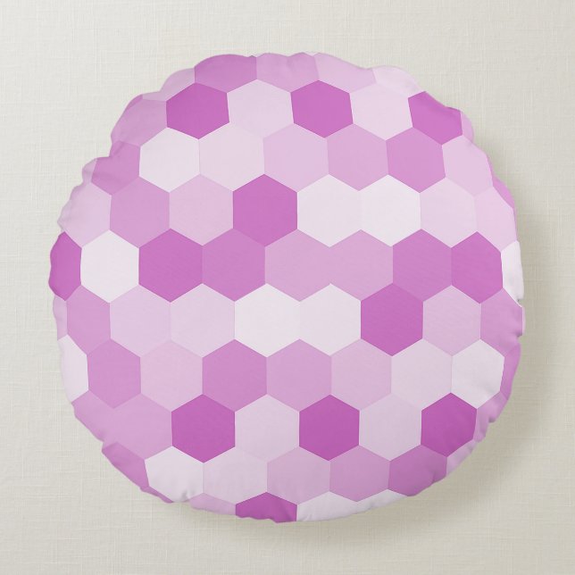 Modern Mauve Hexagonal Geometric Pattern  Round Cushion (Front)