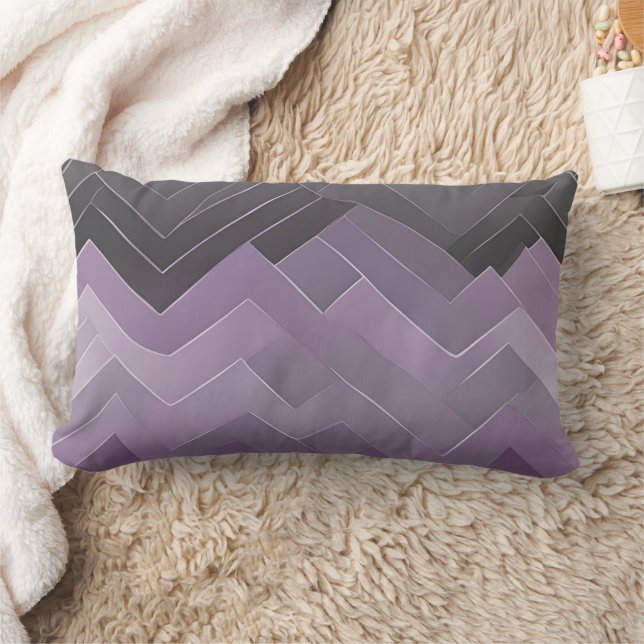Modern Mauve Purple and Charcoal Gray AI art  Lumbar Cushion (Blanket)