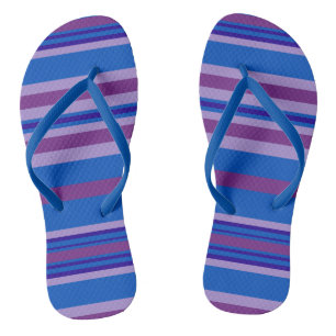 Modern Mauve Purple Blue Navy Striped Pattern Jandals