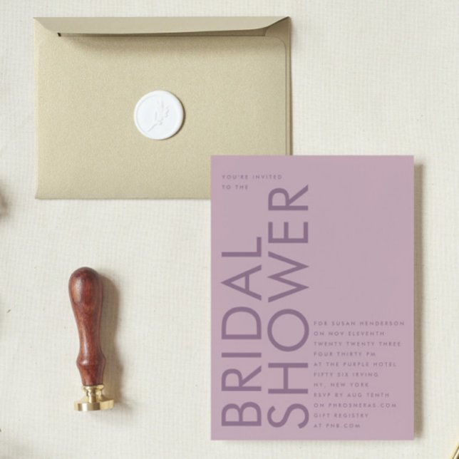 Modern Mauve Purple Lilac Name Bridal Shower Invitation (Creator Uploaded)