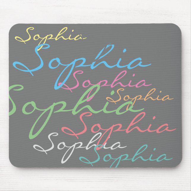 Modern Maximalist Custom Name Unique Typography Mouse Pad (Front)