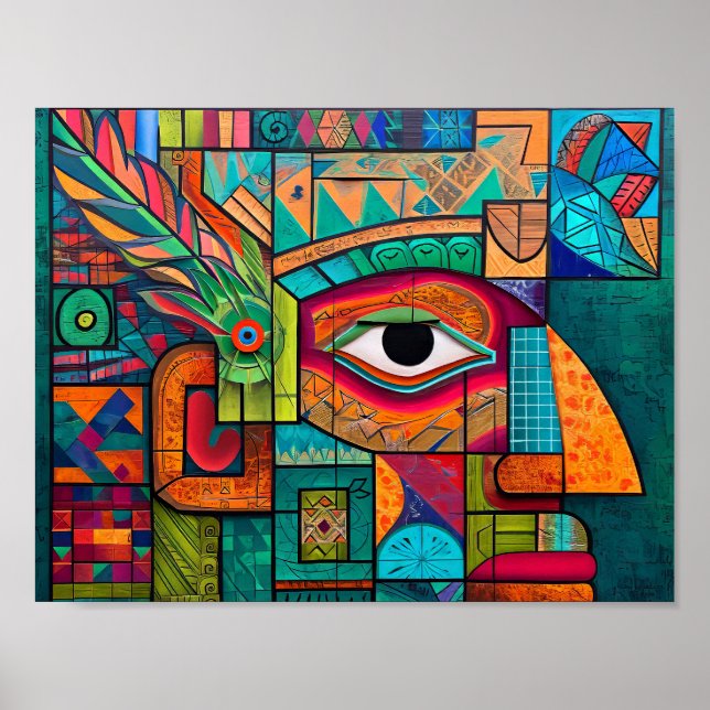 Modern Mayan Vision: Abstract Epochs Collide Poster (Front)