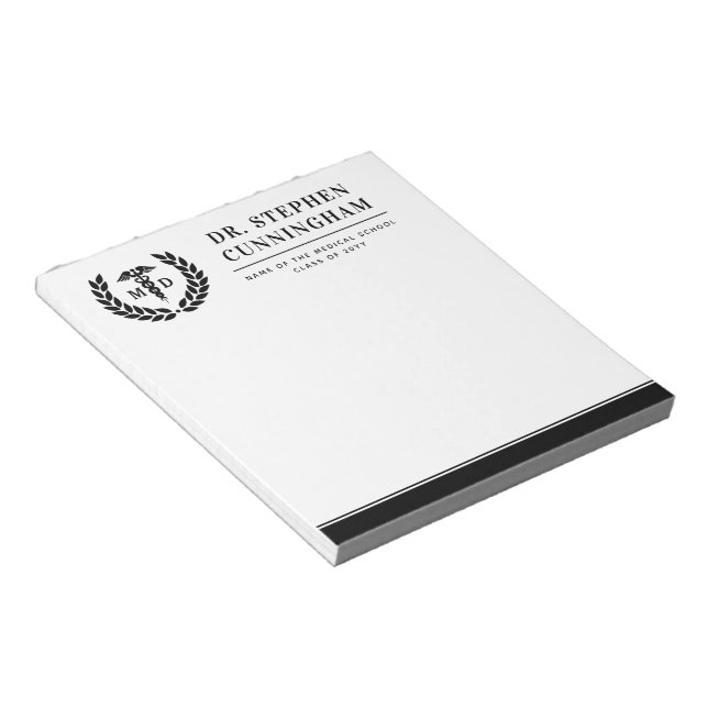 Modern MD Doctor of Medicine Med School Graduation Notepad (Angled)
