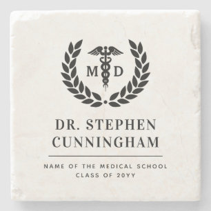 Modern MD Doctor of Medicine Med School Graduation Stone Coaster
