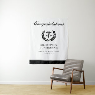 Modern MD Doctor of Medicine Med School Graduation Tapestry