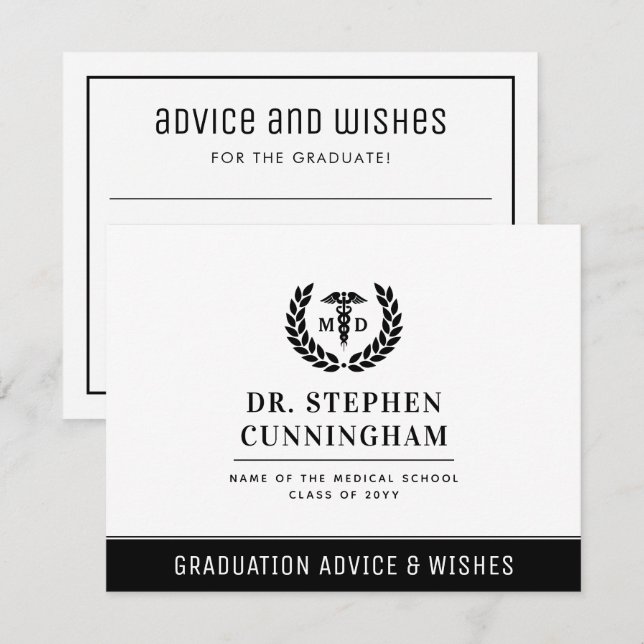 Modern MD Med School Graduation Advice & Wishes Card (Front/Back)