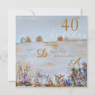 Modern Meadow Floral Landscape Birthday Invitation