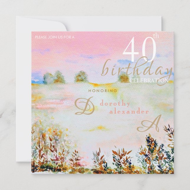 Modern Meadow Floral Landscape Birthday Invitation (Front)