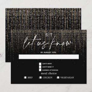 Modern Meal Choice RSVP Edgy Champagne Glitter Invitation