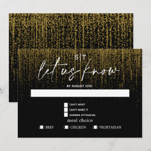 Modern Meal Choice RSVP Edgy Gold Glitter  Invitation