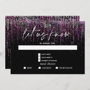 Modern Meal Choice RSVP Edgy  Magenta Glitter Invitation