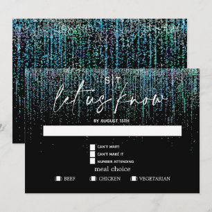 Modern Meal Choice RSVP Edgy Teal Glitter Invitation