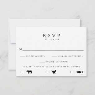 Modern Meal Choice Wedding RSVP Card