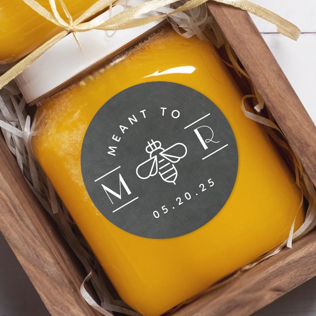 Modern Meant to Bee Honey Wedding Favour Chalkboar Classic Round Sticker (Creator Uploaded)