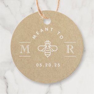 Modern Meant to Bee Honey Wedding Kraft Round Favour Tags