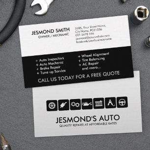 Modern Mechanic Car Repair with icons Business Card