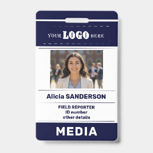 Modern media press custom logo photo ID Badge
