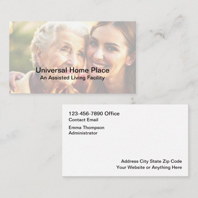 Modern Medical Assisted Living Place Business Card (Front/Back)
