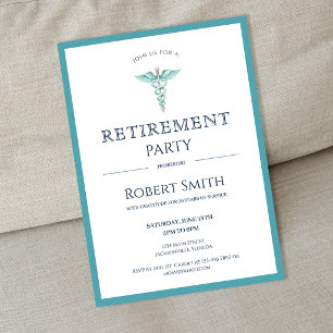Modern Medical Caduceus Retirement Party Invitation