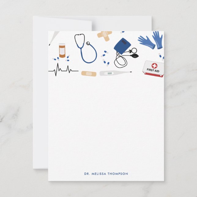 Modern Medical Doctor Nurse Pattern Card (Back)