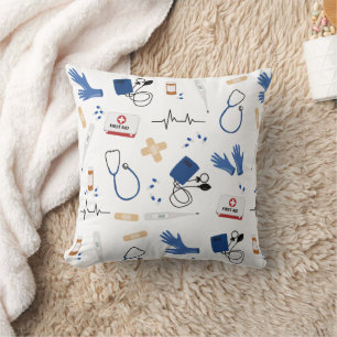Modern Medical Doctor Nurse Pattern Cushion