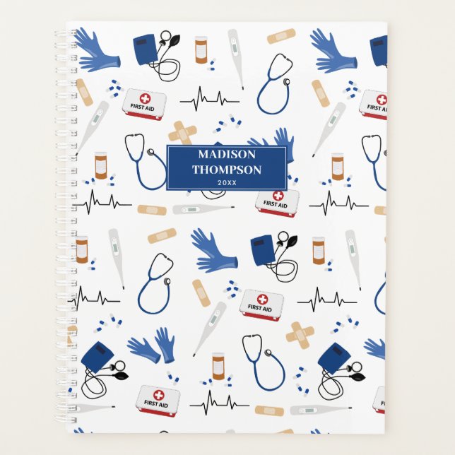 Modern Medical Doctor Nurse Pattern Planner (Front)