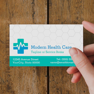 Modern Medical Health Care - White Green Blue Magnetic Business Card