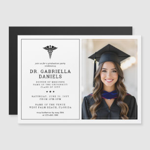Modern Medical School Graduate Doctor Graduation Magnetic Invitation
