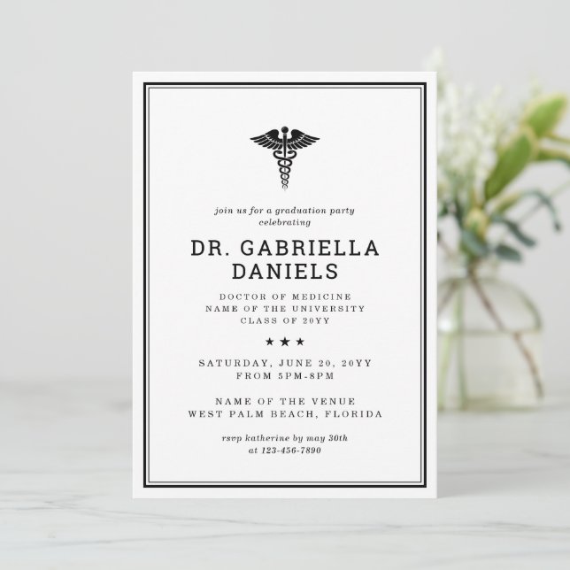 Modern Medical School Graduate Photo Graduation Invitation (Standing Front)