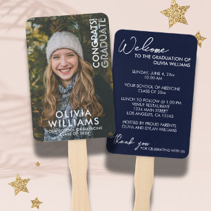 Modern Medical School Graduation Congrats Photo Hand Fan