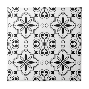 Modern Mediterranean Black White Seamless Pattern Tile