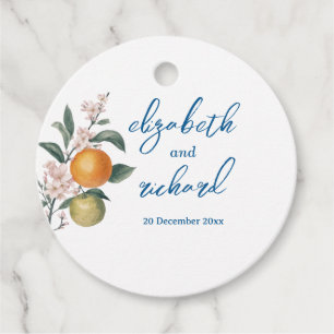 Modern Mediterranean Lemon Blue Tiles Wedding Favour Tags