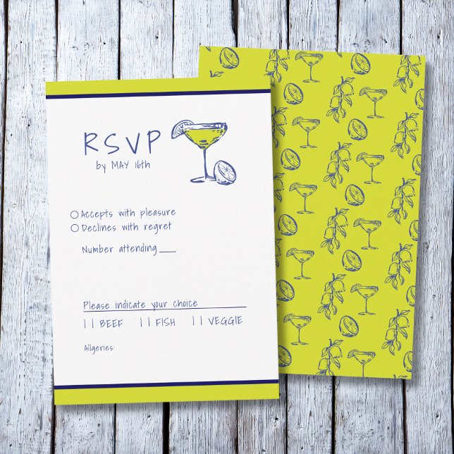 Modern Mediterranean limoncello Lime Green RSVP Card (Creator Uploaded)