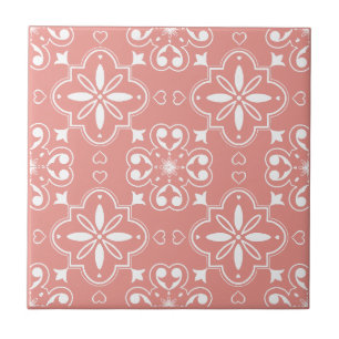 Modern Mediterranean Pattern Design Coral Pink Tile