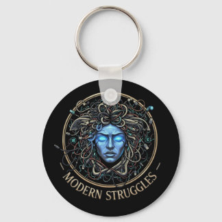 Modern Medusa Tech Struggles - Cyberpunk Greek Key Ring