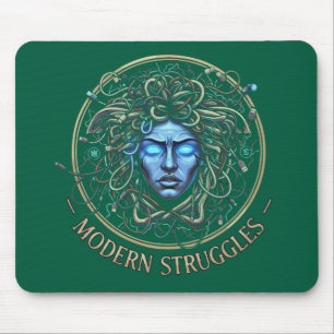 Modern Medusa Tech Struggles - Cyberpunk Greek  Mouse Pad