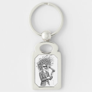 Modern Medusa Using Hair Dryer Funny Mythology Ill Key Ring
