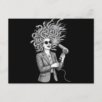 Modern Medusa Using Hair Dryer Funny Mythology Ill Postcard