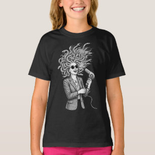 Modern Medusa Using Hair Dryer Funny Mythology Ill T-Shirt