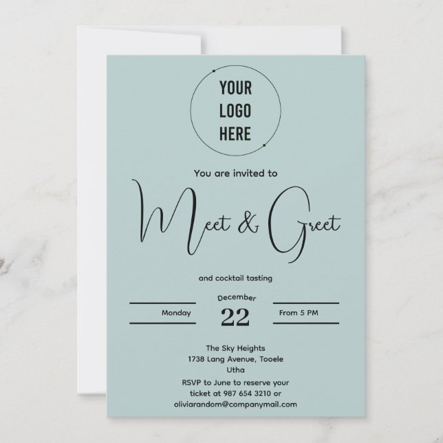 Modern meet and greet business minimalist  invitat invitation (Front)