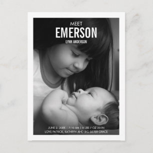 Modern Meet Baby Photo Birth Announcement Postcard