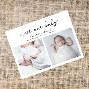 Modern Meet Our Baby 2 Photo Collage Birth Announcement Postcard